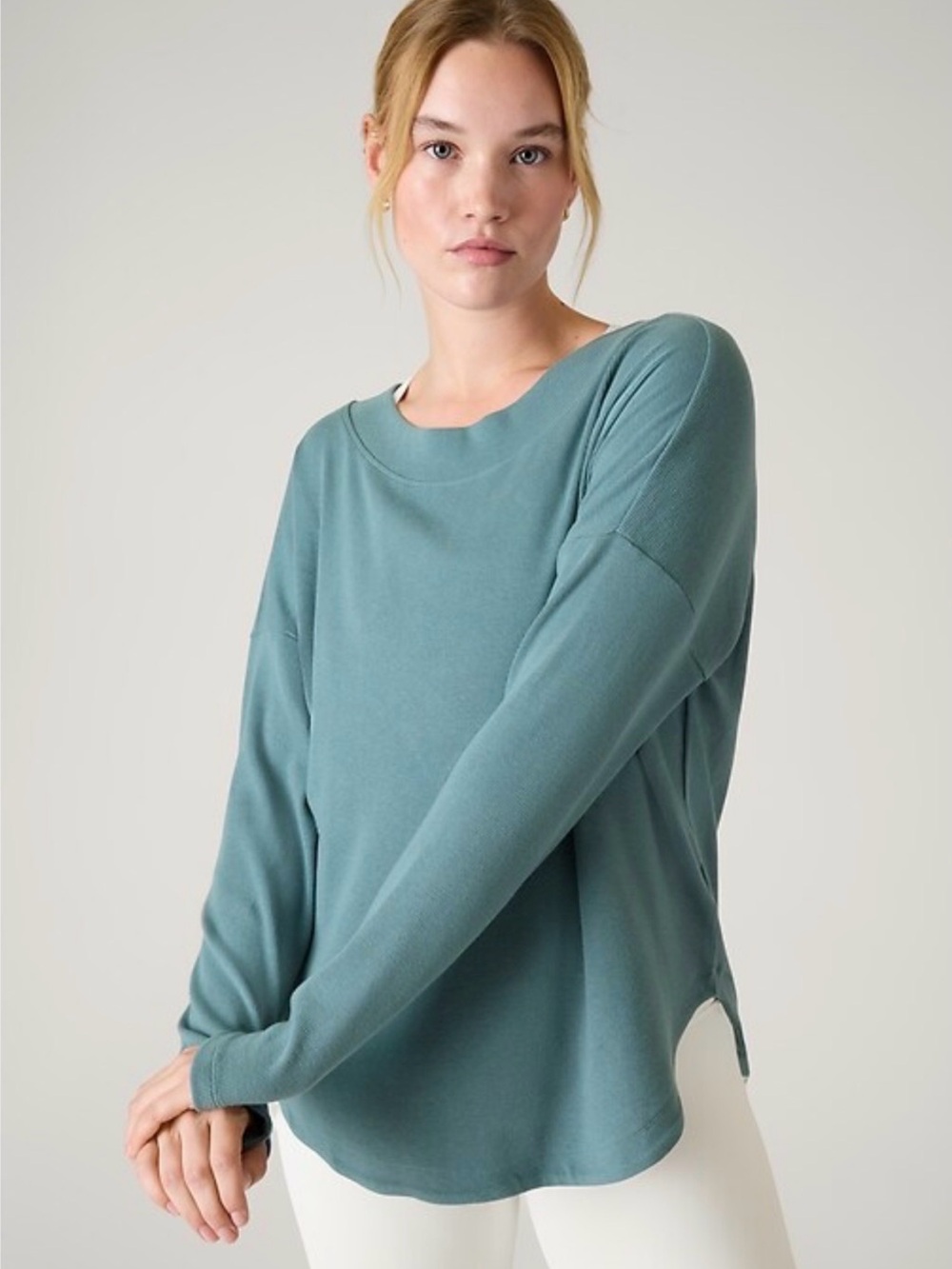 NWT Athleta Presence Sweatshirt in Oxidized Green Size Small
